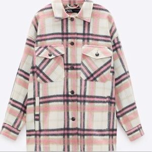 Zara NWT plaid wool blend overshirt